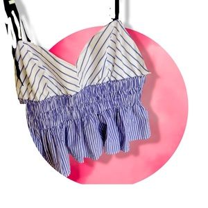 Brand new with tags express peplum blue white stripe peplum smocked cotton top